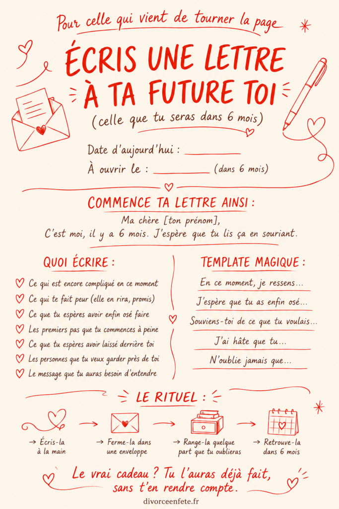 Printable écris une lettre à ta future toi, celle que tu seras dans 6 mois après un divorce